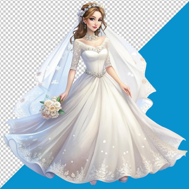 PSD cute bridal on transparent background