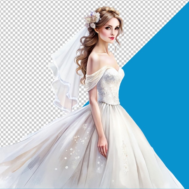 PSD cute bridal on transparent background