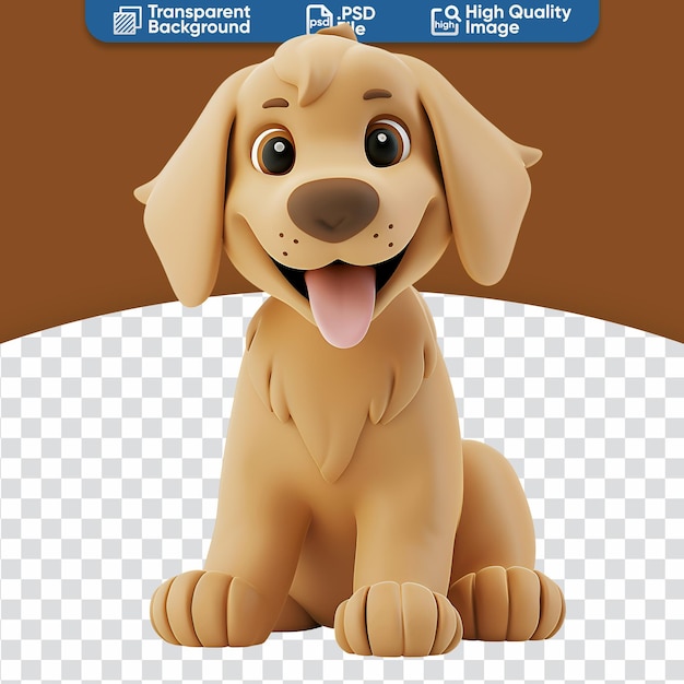 Cute brown dog 3d simple cartoon illustration of a golden retriever puppy