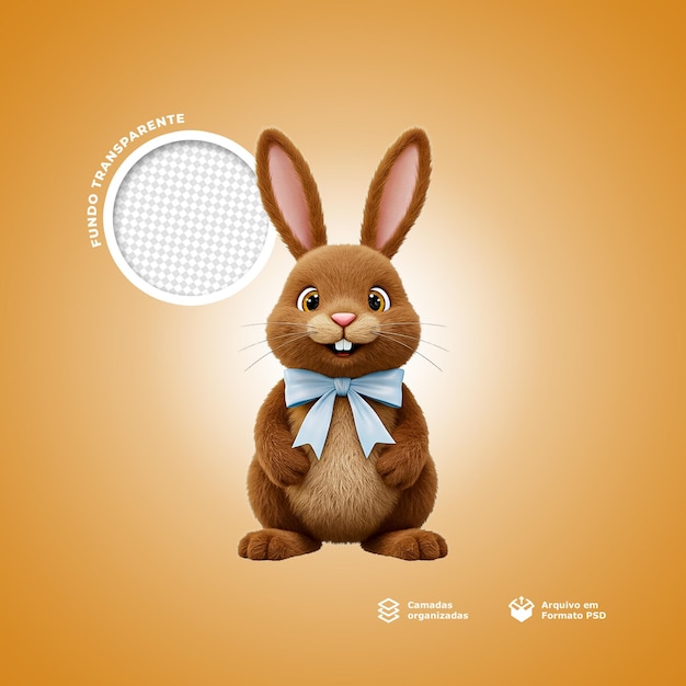 cute brown easter bunny with bow tie