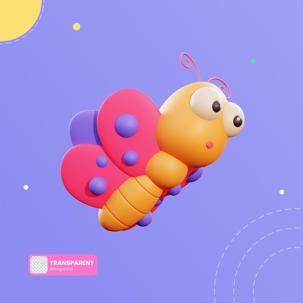 Cute butterfly 3d illustration