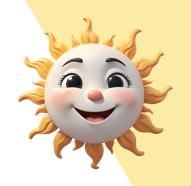 Cute cartoon 3d happy sun