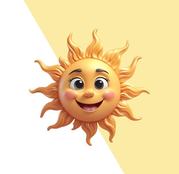 PSD cute cartoon 3d happy sun