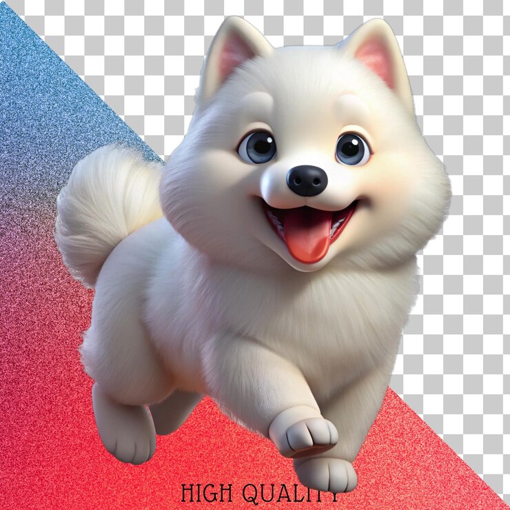 PSD милый мультфильм 3d с иллюстрацией белого щенка