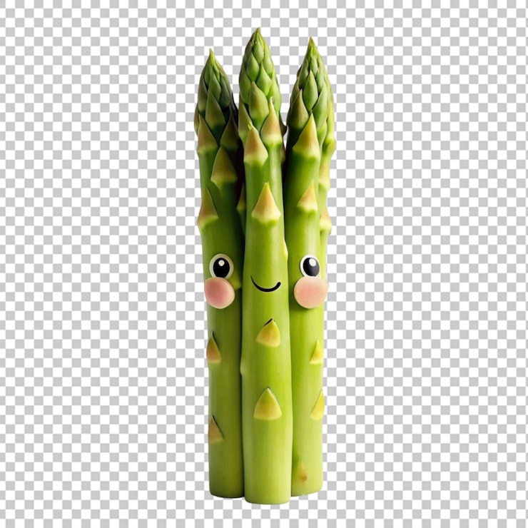 PSD cute cartoon asparagus transparent background