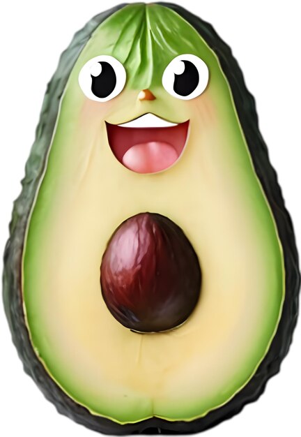 PSD cartoon carino con l'icona dell'avocado