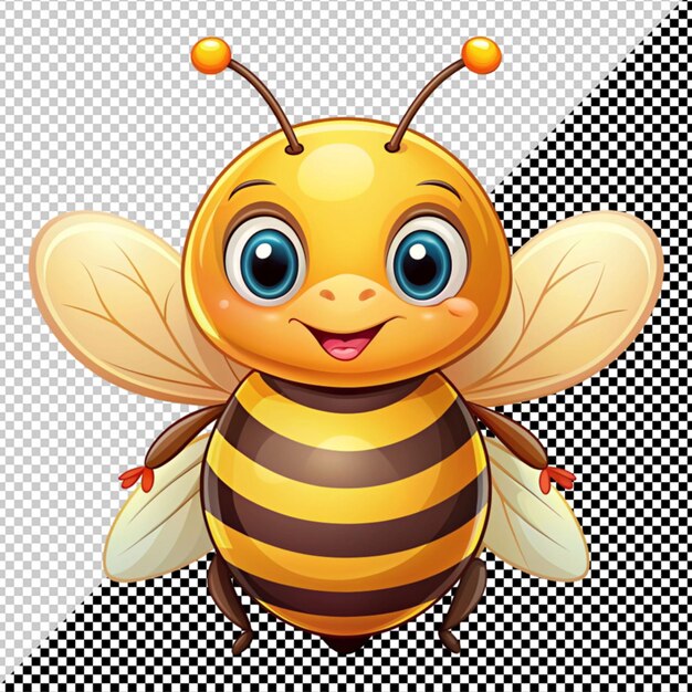 PSD cute cartoon bee vector on transparent background