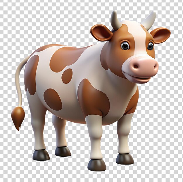 PSD cute cartoon cow isolated on transparent background