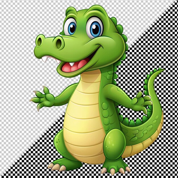 PSD cute cartoon crocodile vector on transparent background