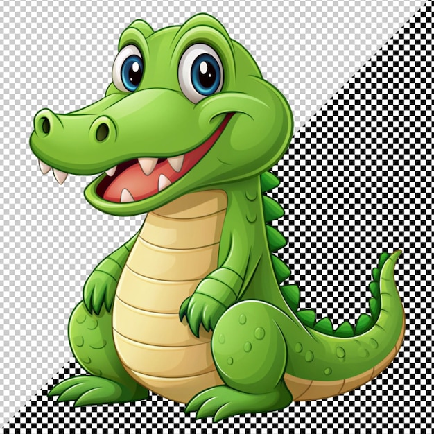 PSD cute cartoon crocodile vector on transparent background