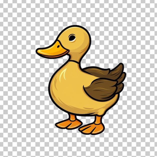 PSD cute cartoon duck isolated on transparent background