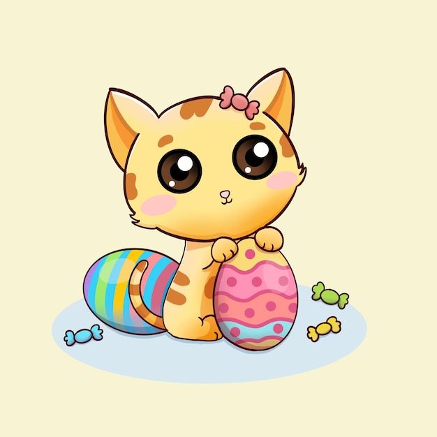 Cute cartoon easter cat