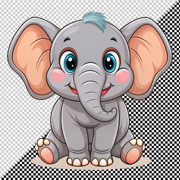 PSD cute cartoon elephant vector on transparent background