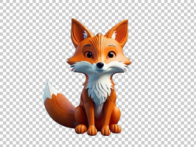 Cute cartoon fox 3d render sitting