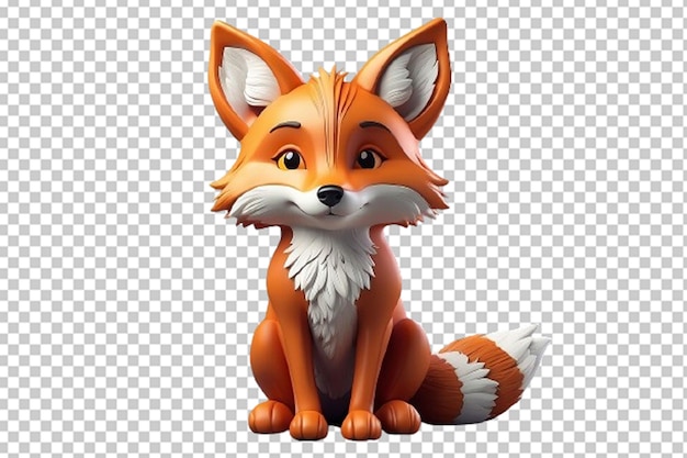 Cute cartoon fox 3d render sitting