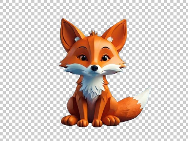 PSD cute cartoon fox 3d render sitting