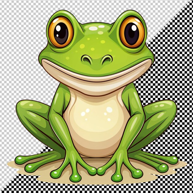 PSD cute cartoon frog vector on transparent background