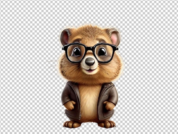 Cute cartoon ground hog wearing glasses