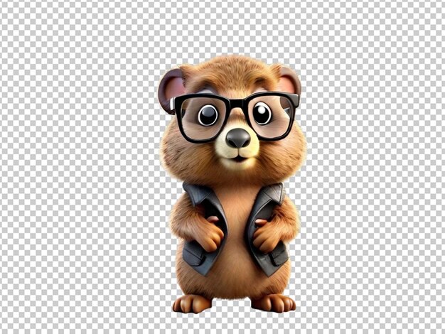 PSD cute cartoon ground hog wearing glasses