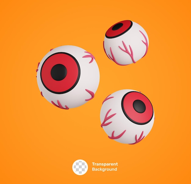 Cute cartoon happy halloween 3d icon with eyeball isolated october holiday