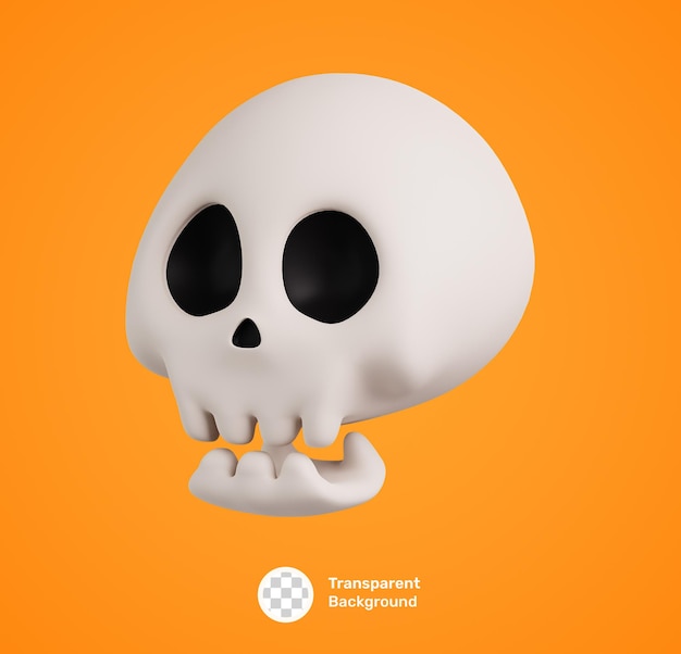 Cute Cartoon Happy Halloween 3d Icon with Skull Isolated October Holiday