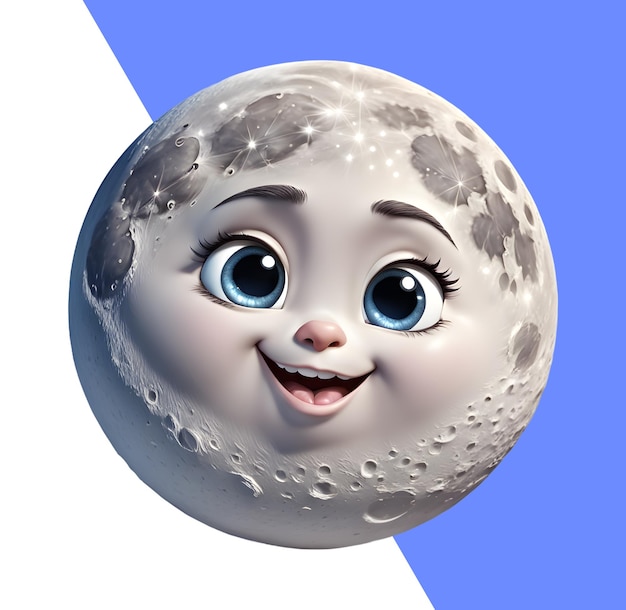 Cute cartoon happy moon 3d