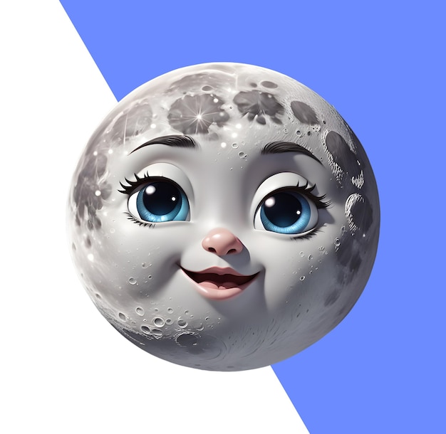 Cute cartoon happy moon 3d