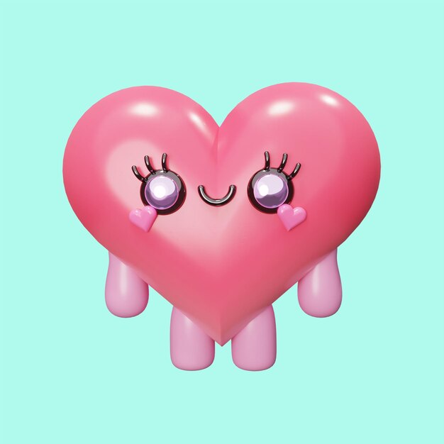 PSD cute cartoon heart 3d