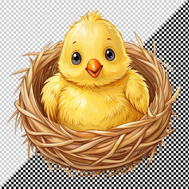 PSD cute cartoon little chicken vector on transparent background