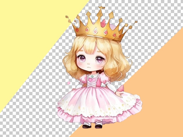 PSD cute cartoon little girl in princes dress