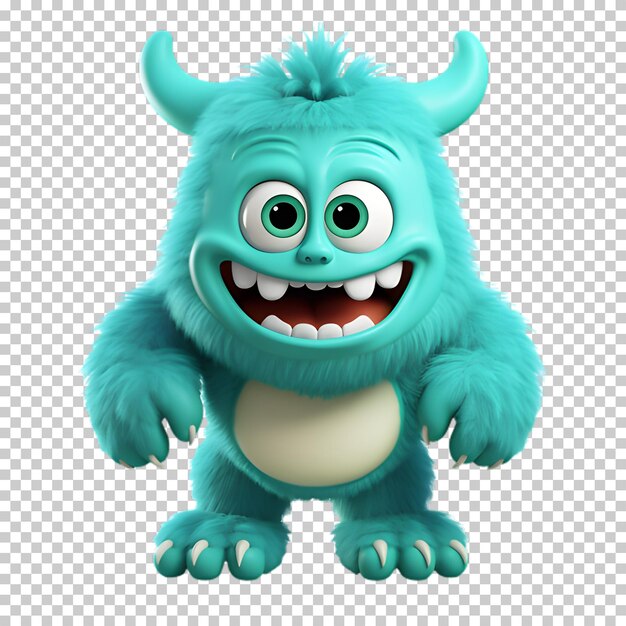 PSD cute cartoon monster isolated on transparent background