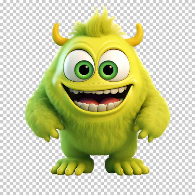 PSD cute cartoon monster isolated on transparent background