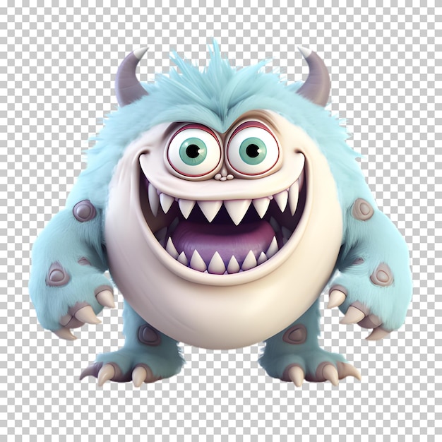 Cute cartoon monster isolated on transparent background