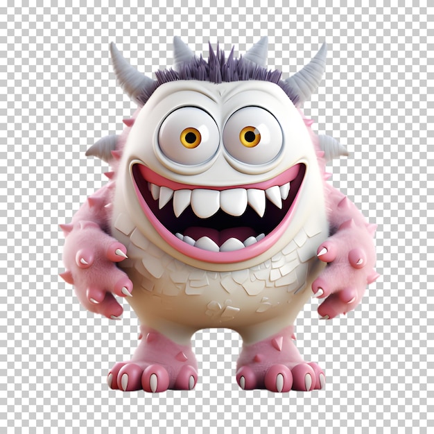 Cute cartoon monster isolated on transparent background