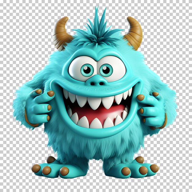 PSD cute cartoon monster isolated on transparent background