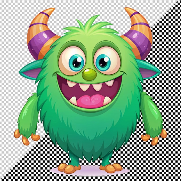 PSD cute cartoon monster vector on transparent background