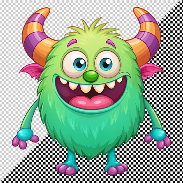 PSD cute cartoon monster vector on transparent background