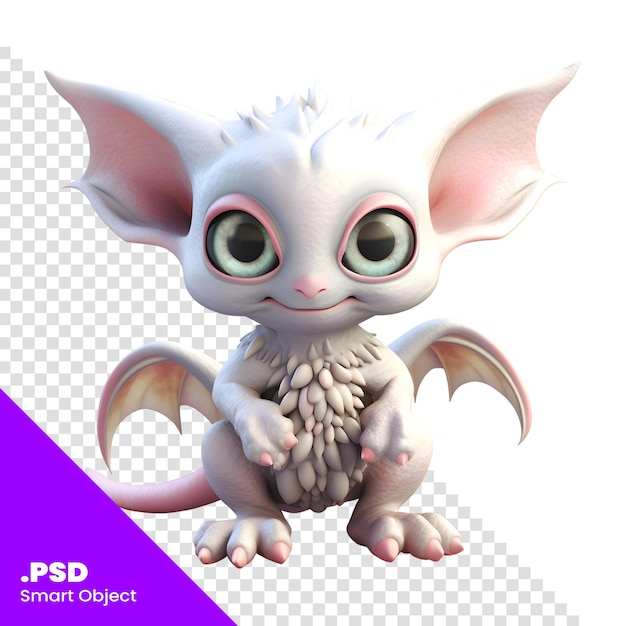 Cute cartoon monster with big eyes 3d render illustration psd template