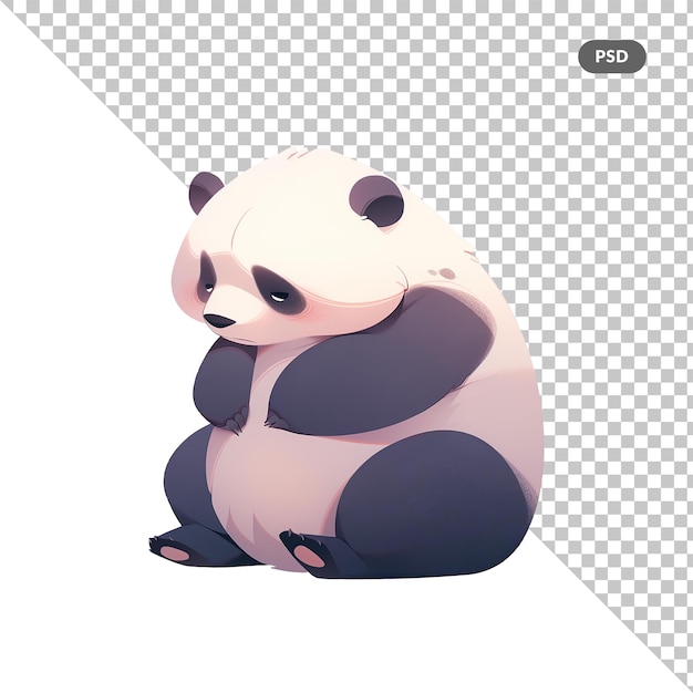 PSD a cute cartoon panda sitting on ground