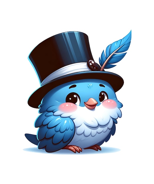 PSD cute cartoon parrot with on a white background