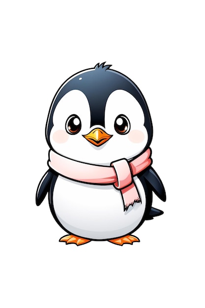 Cute cartoon penguin isolated on transparent background