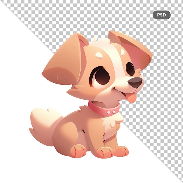 Cute cartoon puppy sitting and smiling