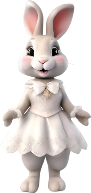 PSD a cute cartoon rabbit bride aigenerated