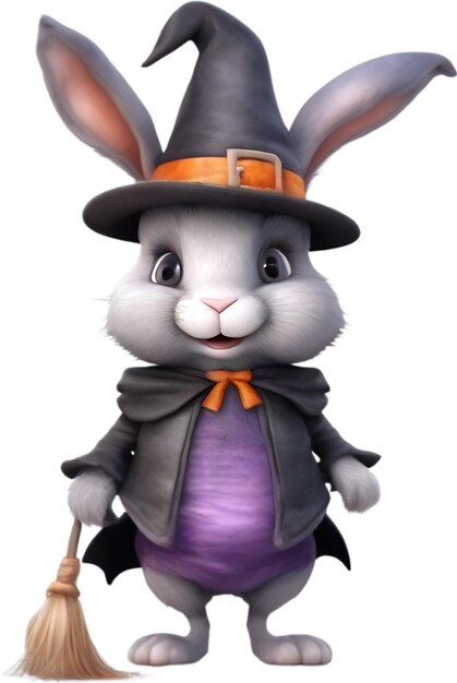 PSD a cute cartoon rabbit witch aigenerated