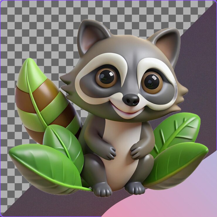 PSD милый мультфильмный енот 3d-рендер