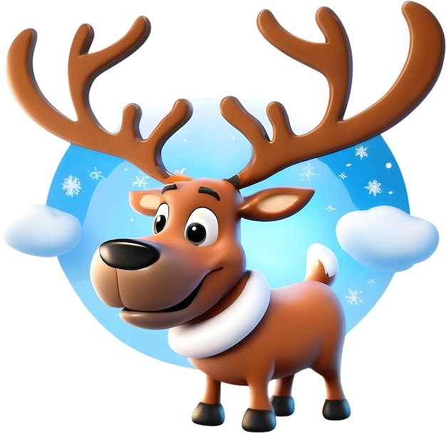 PSD cute cartoon reindeer aigenerated