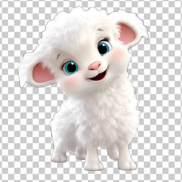 PSD cute cartoon small white sheep on background