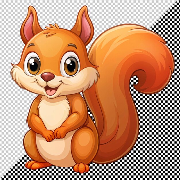 PSD cute cartoon squirrel vector on transparent background