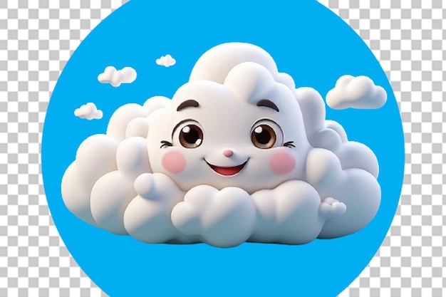 PSD Милый мультфильмный стиль 3d изображение белых облаков персонаж