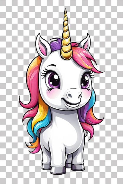 PSD unicorno cartoon carino isolato su sfondo trasparente